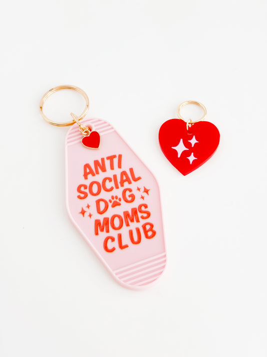 Anti Social Dog Moms Club Keychain + Tag