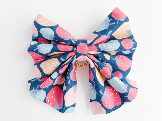 Strawberry Navy Bowtie