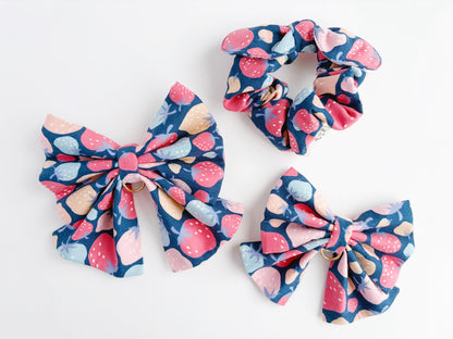 Strawberry Navy Bowtie