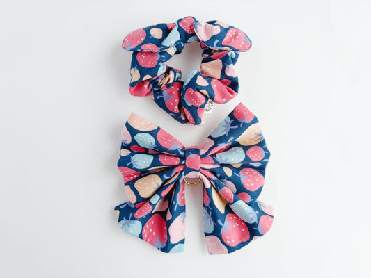 Strawberry Navy Scrunchie